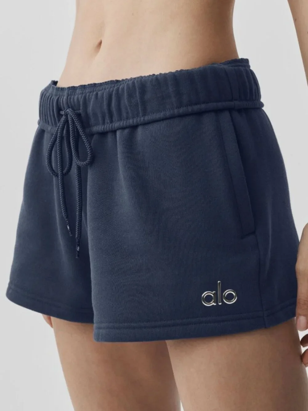Alo Accolade Relaxed Fit French Terry Shorts In Navy - Women's Size Small - NWT